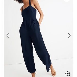 Madewell smocked crop jumpsuit